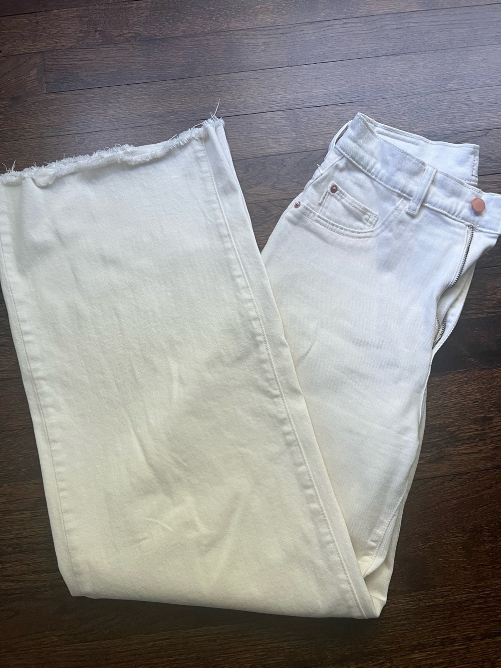 DL1961 White Hepburn Wide Leg Jeans